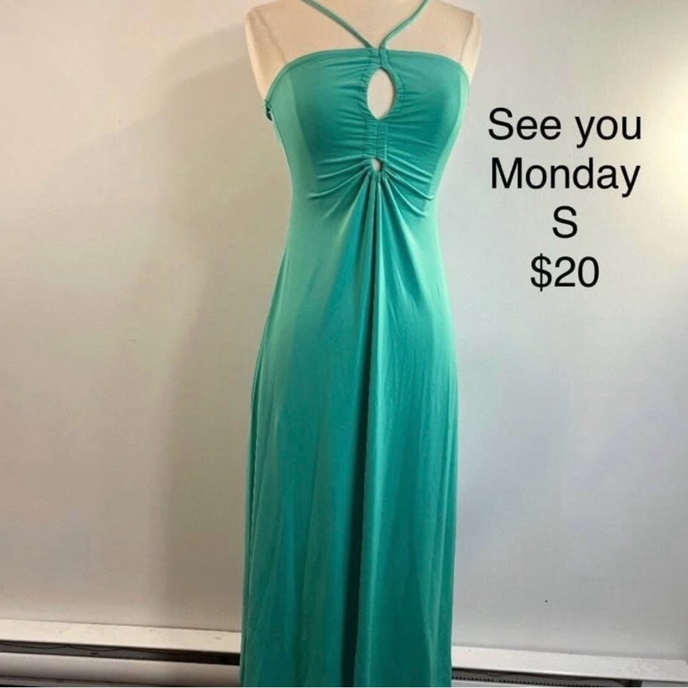 See You Monday Aqua Maxi Dress